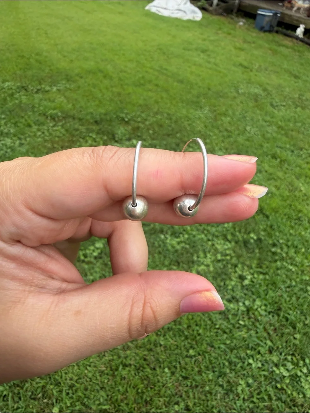 925 Steeling Silver Ball Hoop Earrings